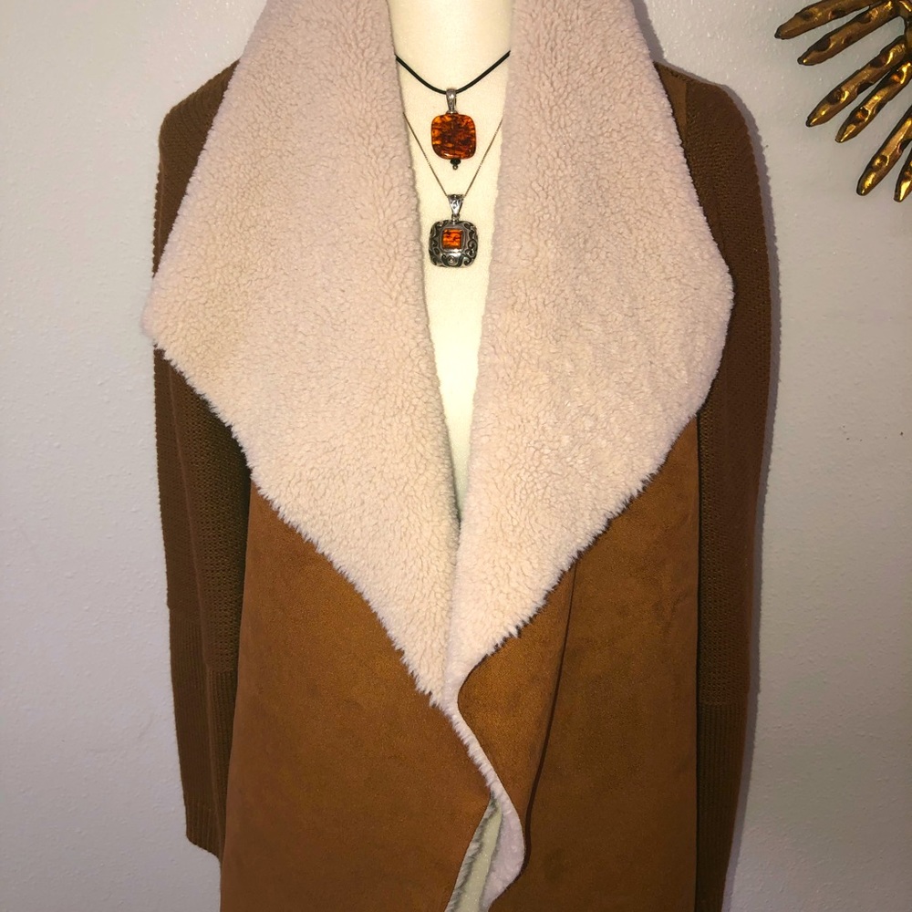 Madison & Lola Faux Suede and Knit Sweater Jacket. Size S. - Picture 2 of 8